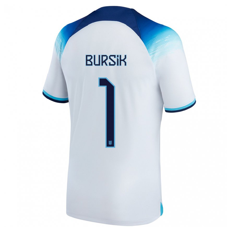 Kandiny Hombre Camiseta Inglaterra Josef Bursik #1 Blanco Azul 1ª Equipación 22-24 La Camisa Chile