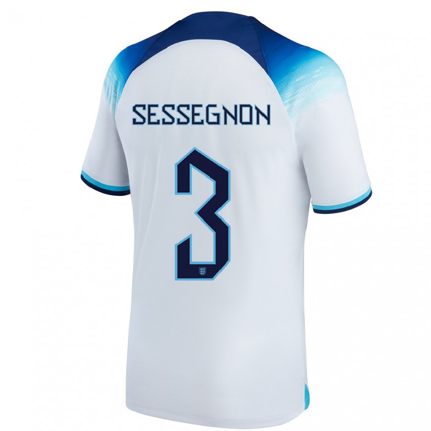 Kandiny Hombre Camiseta Inglaterra Ryan Sessegnon #3 Blanco Azul 1ª Equipación 22-24 La Camisa Chile