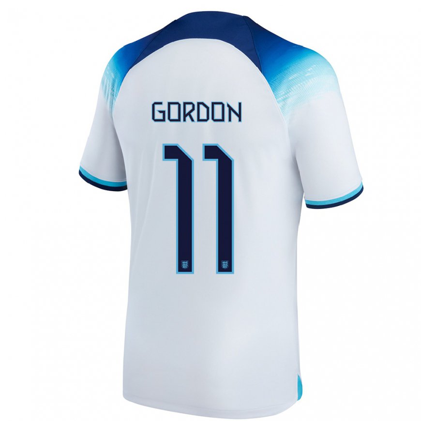 Kandiny Hombre Camiseta Inglaterra Anthony Gordon #11 Blanco Azul 1ª Equipación 22-24 La Camisa Chile