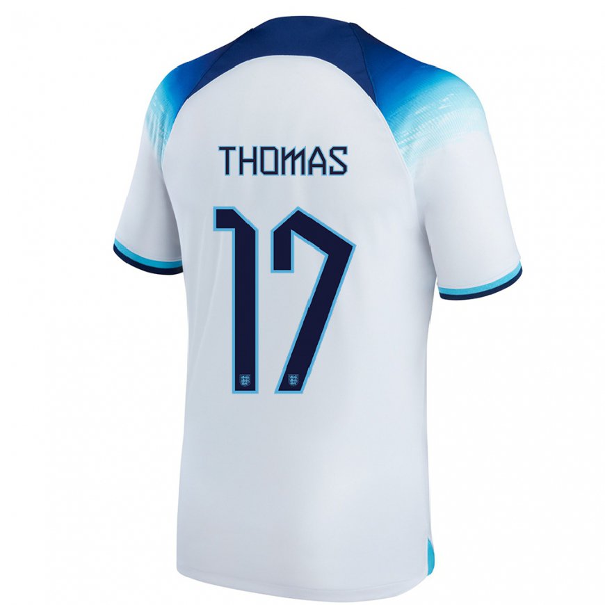 Kandiny Hombre Camiseta Inglaterra Luke Thomas #17 Blanco Azul 1ª Equipación 22-24 La Camisa Chile