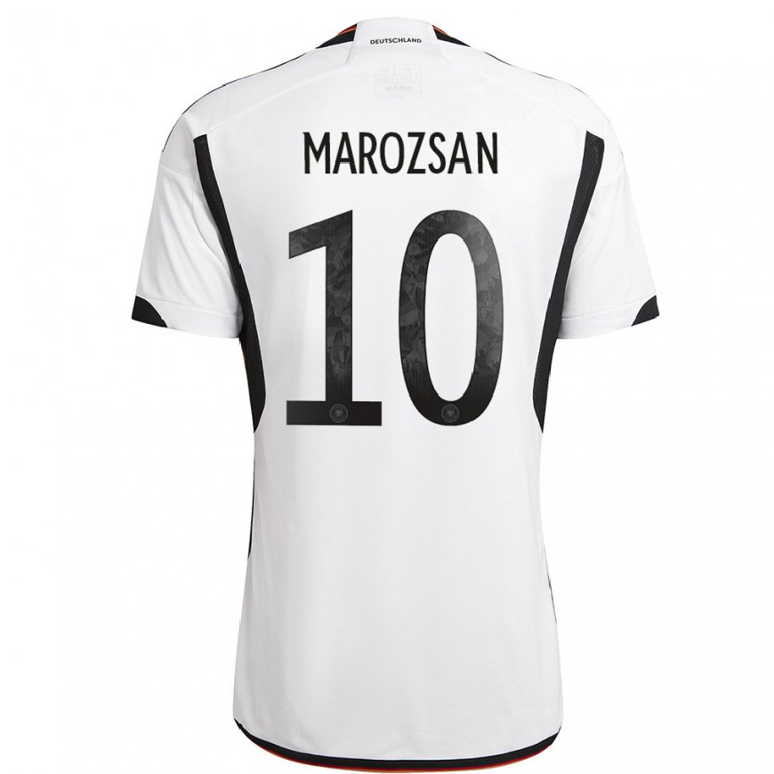 Kandiny Hombre Camiseta Alemania Dzsenifer Marozsan #10 Blanco Negro 1ª Equipación 22-24 La Camisa Chile