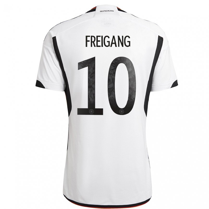 Kandiny Hombre Camiseta Alemania Laura Freigang #10 Blanco Negro 1ª Equipación 22-24 La Camisa Chile