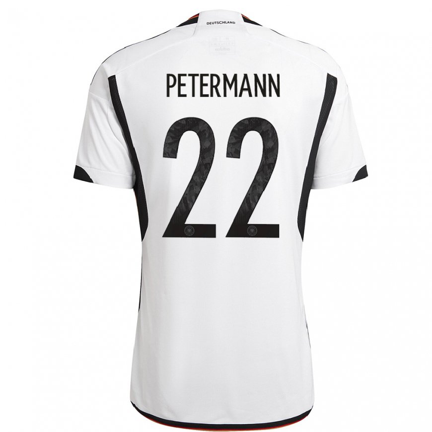 Kandiny Hombre Camiseta Alemania Lena Petermann #22 Blanco Negro 1ª Equipación 22-24 La Camisa Chile