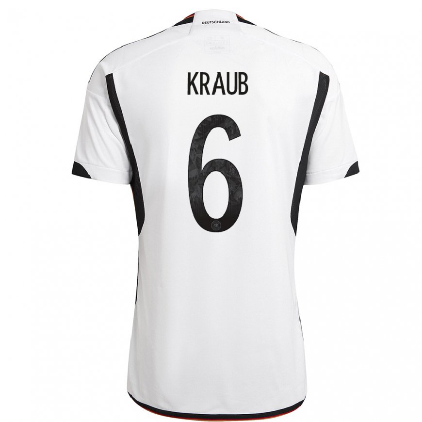 Kandiny Hombre Camiseta Alemania Tom Kraub #6 Blanco Negro 1ª Equipación 22-24 La Camisa Chile
