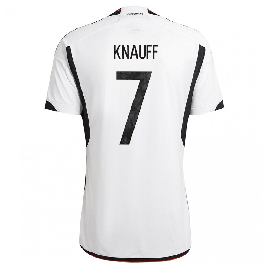 Kandiny Hombre Camiseta Alemania Ansgar Knauff #7 Blanco Negro 1ª Equipación 22-24 La Camisa Chile