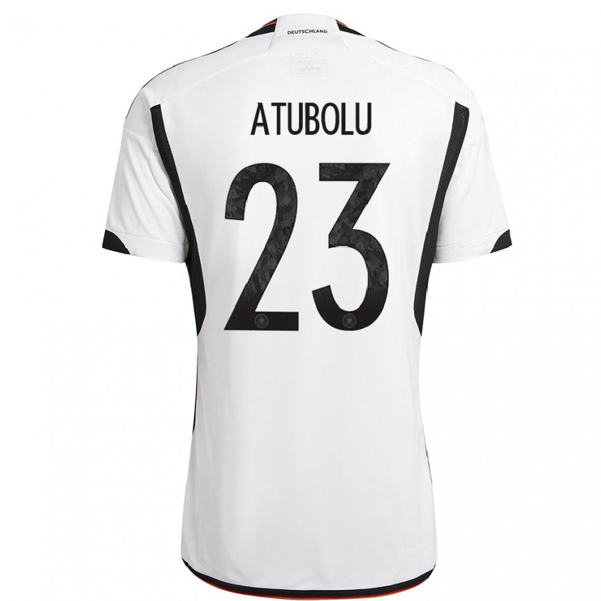 Kandiny Hombre Camiseta Alemania Noah Atubolu #23 Blanco Negro 1ª Equipación 22-24 La Camisa Chile