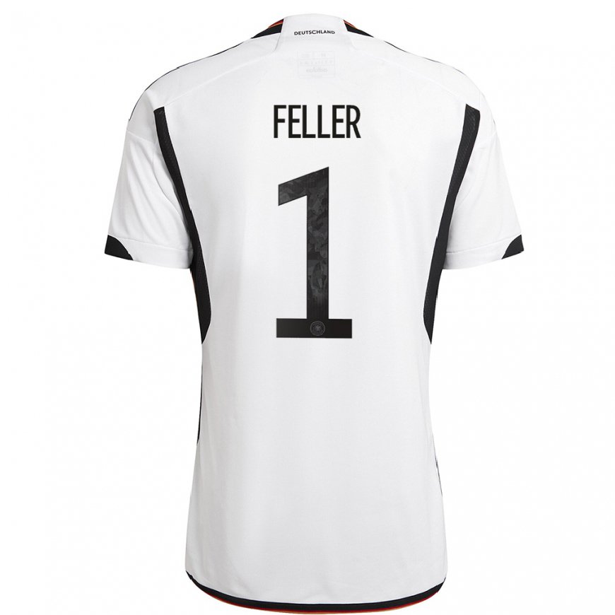 Kandiny Hombre Camiseta Alemania Frank Feller #1 Blanco Negro 1ª Equipación 22-24 La Camisa Chile