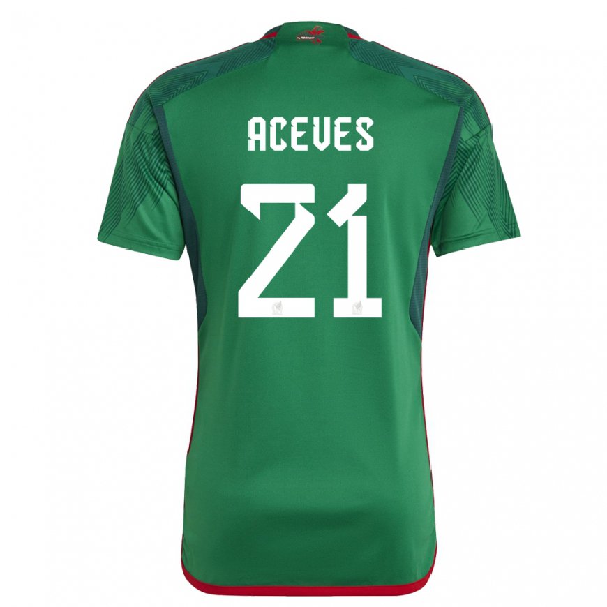 Kandiny Hombre Camiseta México Daniel Aceves #21 Verde 1ª Equipación 22-24 La Camisa Chile