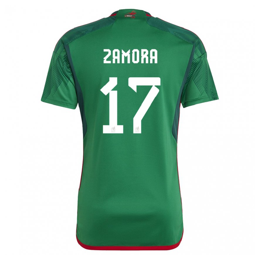 Kandiny Hombre Camiseta México Saul Zamora #17 Verde 1ª Equipación 22-24 La Camisa Chile