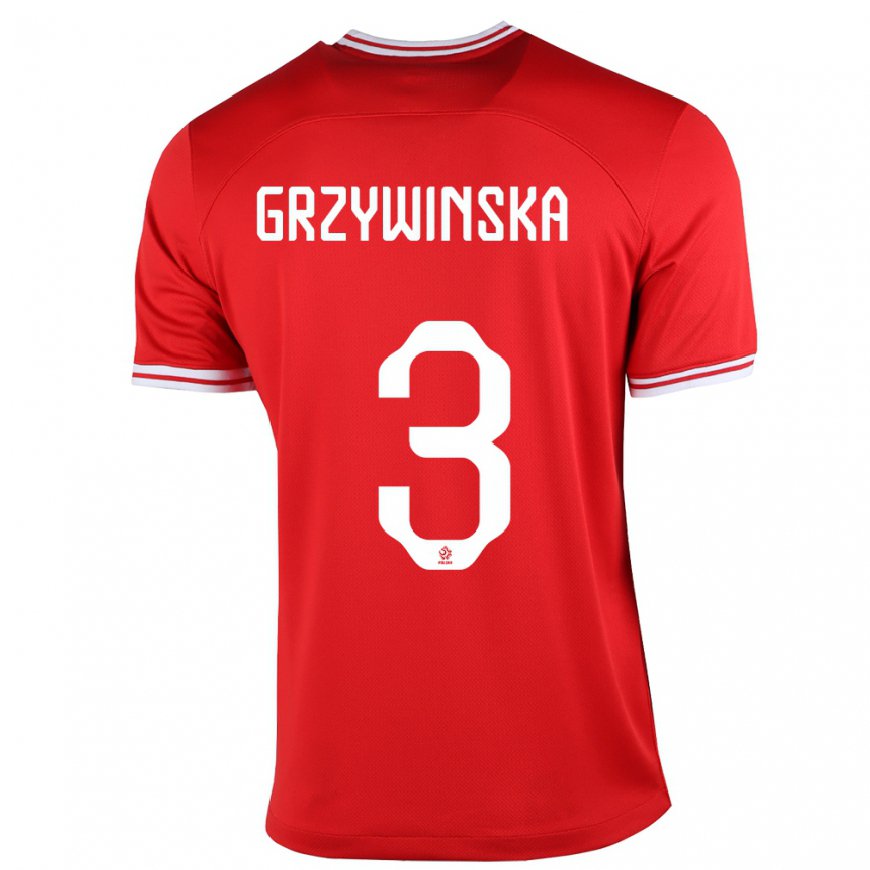 Kandiny Hombre Camiseta Polonia Gabriela Grzywinska #3 Rojo 2ª Equipación 22-24 La Camisa Chile