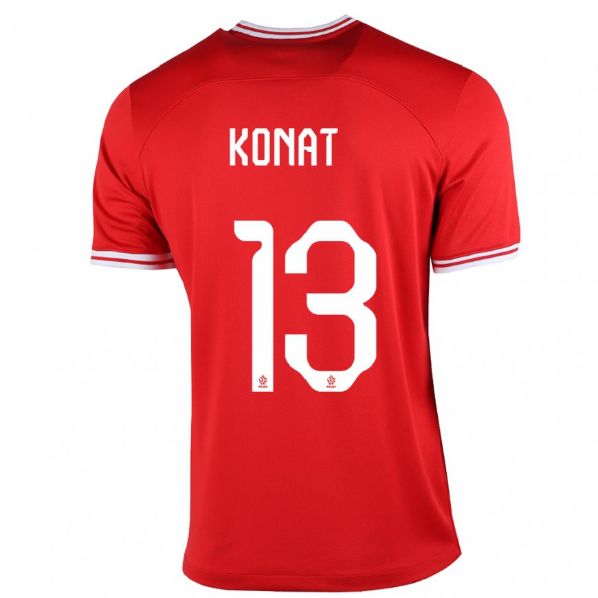 Kandiny Hombre Camiseta Polonia Katarzyna Konat #13 Rojo 2ª Equipación 22-24 La Camisa Chile