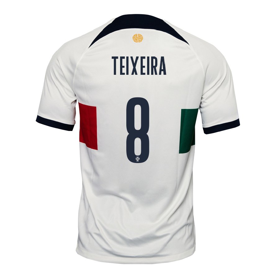 Kandiny Hombre Camiseta Portugal Joao Teixeira #8 Blanco 2ª Equipación 22-24 La Camisa Chile