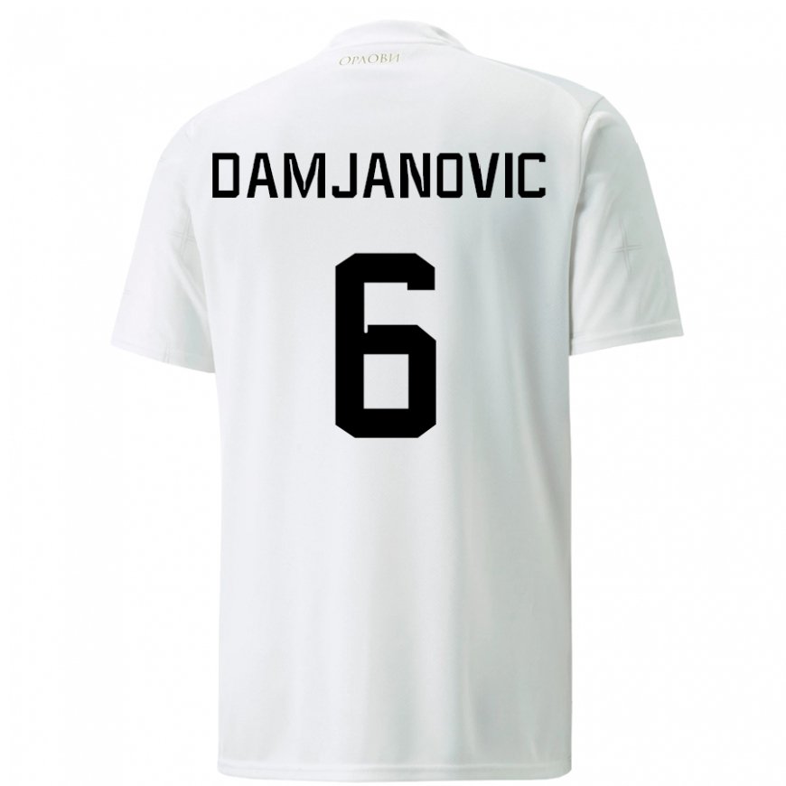 Kandiny Hombre Camiseta Serbia Nevena Damjanovic #6 Blanco 2ª Equipación 22-24 La Camisa Chile