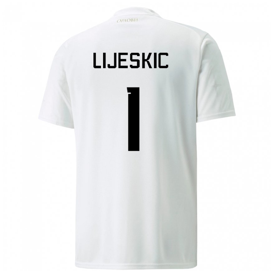 Kandiny Hombre Camiseta Serbia Luka Lijeskic #1 Blanco 2ª Equipación 22-24 La Camisa Chile