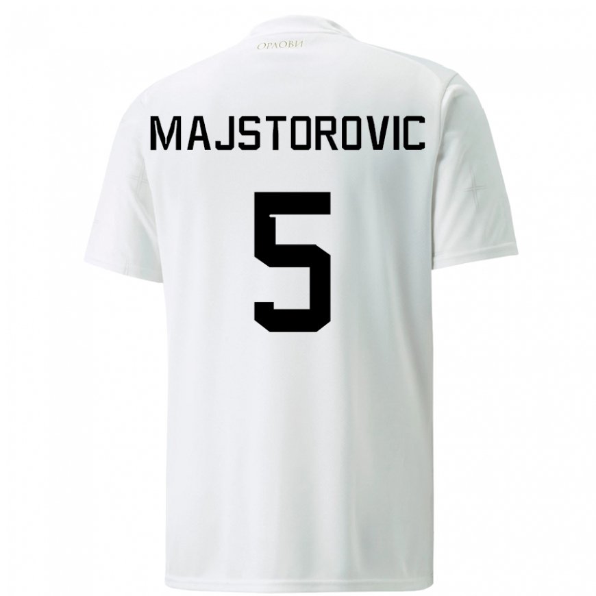 Kandiny Hombre Camiseta Serbia Milan Majstorovic #5 Blanco 2ª Equipación 22-24 La Camisa Chile