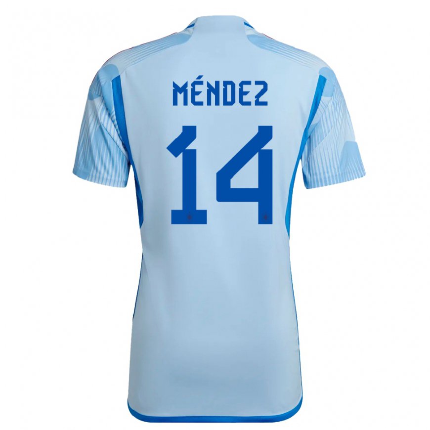 Kandiny Hombre Camiseta España Maria Mendez #14 Cielo Azul 2ª Equipación 22-24 La Camisa Chile