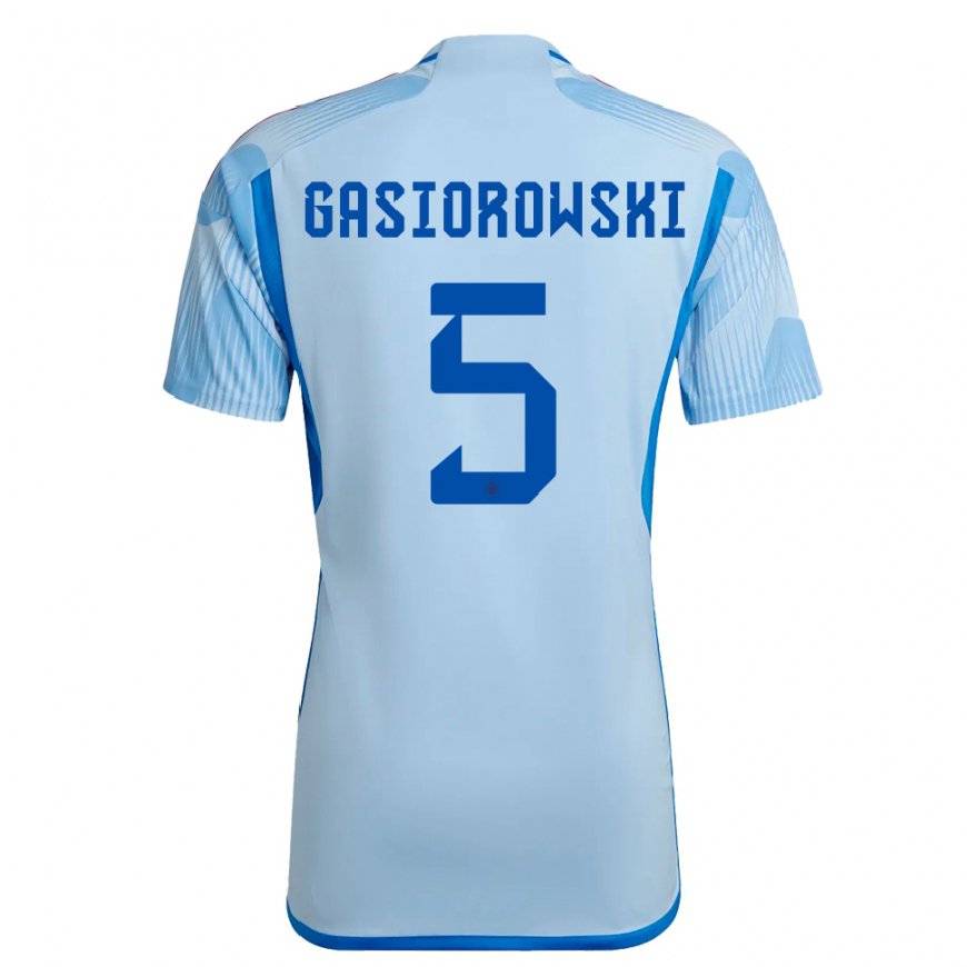 Kandiny Hombre Camiseta España Yarek Gasiorowski #5 Cielo Azul 2ª Equipación 22-24 La Camisa Chile