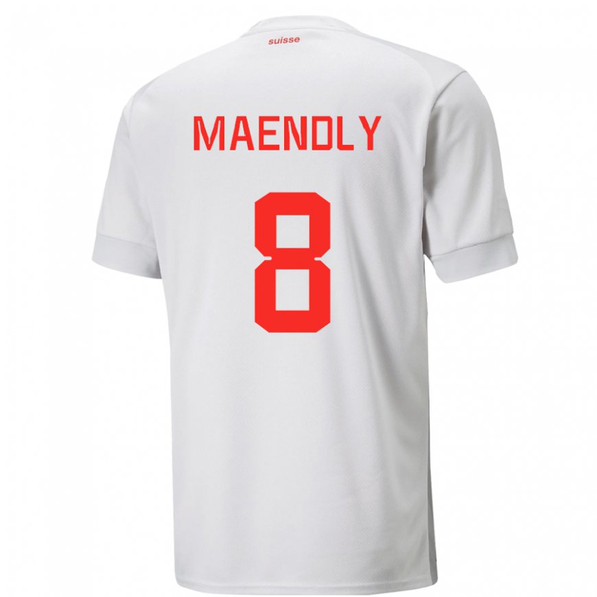 Kandiny Hombre Camiseta Suiza Sandy Maendly #8 Blanco 2ª Equipación 22-24 La Camisa Chile
