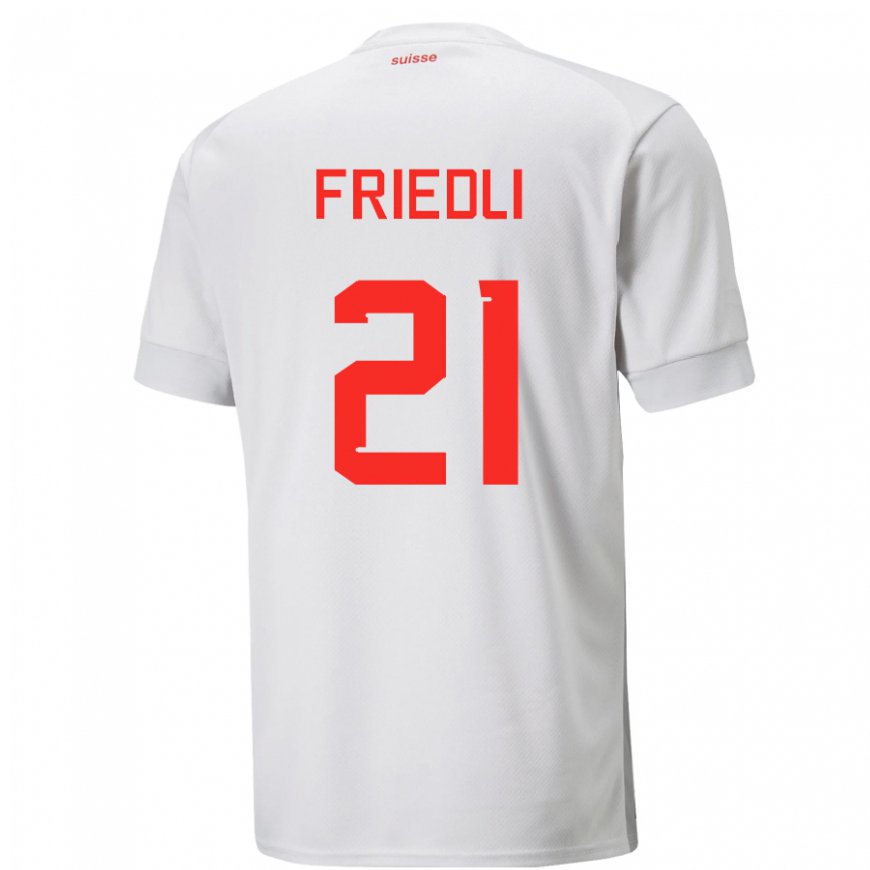 Kandiny Hombre Camiseta Suiza Seraina Friedli #21 Blanco 2ª Equipación 22-24 La Camisa Chile