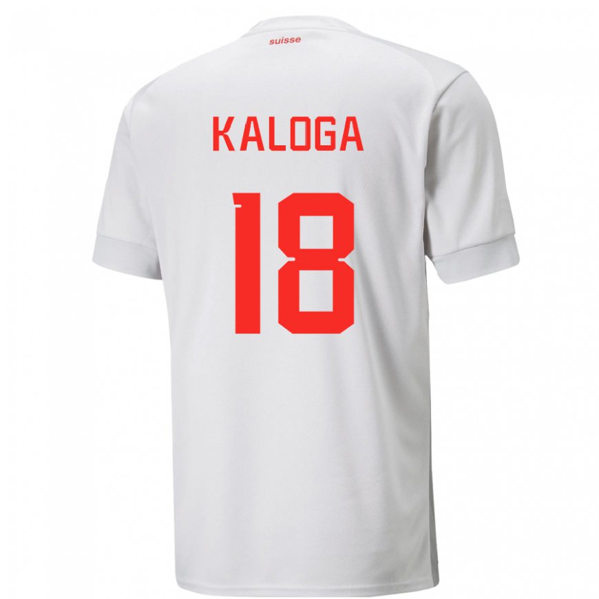 Kandiny Hombre Camiseta Suiza Issa Kaloga #18 Blanco 2ª Equipación 22-24 La Camisa Chile