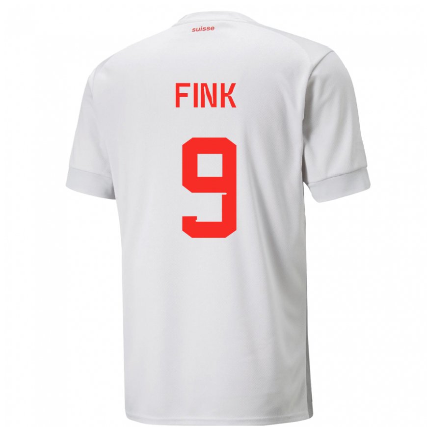 Kandiny Hombre Camiseta Suiza Bradley Fink #9 Blanco 2ª Equipación 22-24 La Camisa Chile