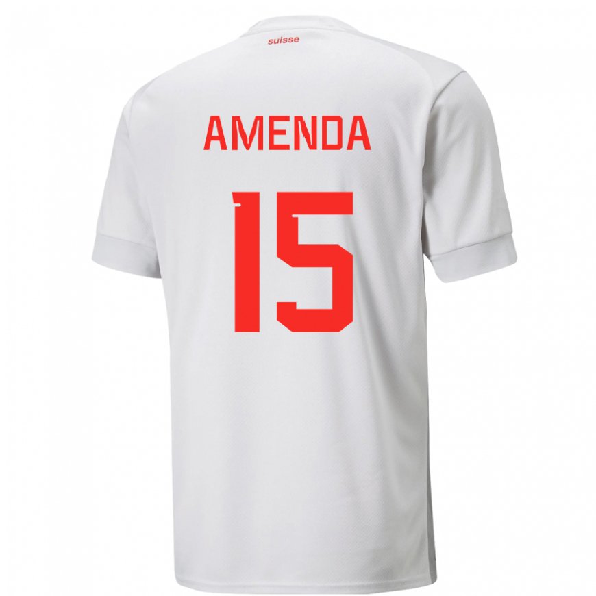 Kandiny Hombre Camiseta Suiza Aurele Amenda #15 Blanco 2ª Equipación 22-24 La Camisa Chile