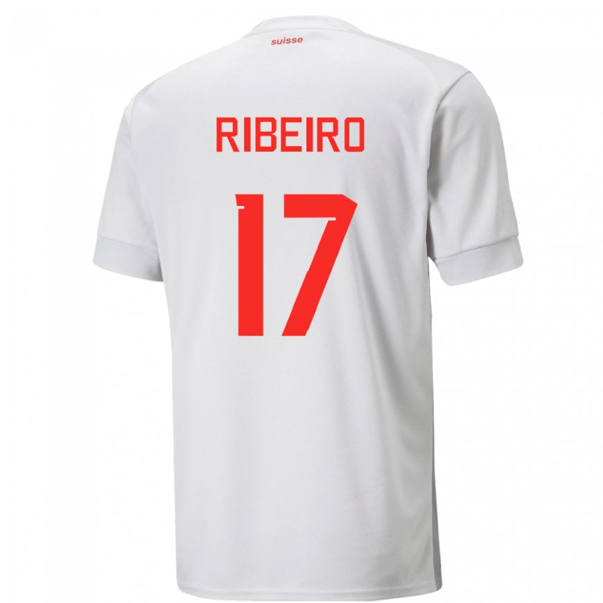 Kandiny Hombre Camiseta Suiza Joel Ribeiro #17 Blanco 2ª Equipación 22-24 La Camisa Chile