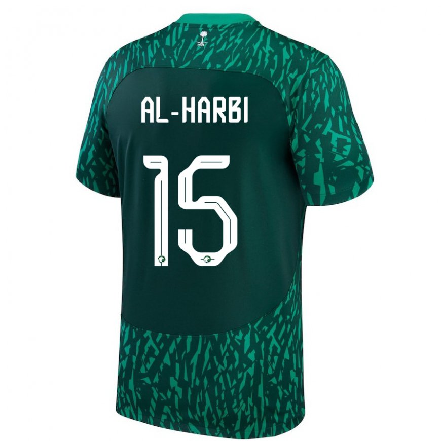 Kandiny Hombre Camiseta Arabia Saudita Mashael Al Harbi #15 Verde Oscuro 2ª Equipación 22-24 La Camisa Chile