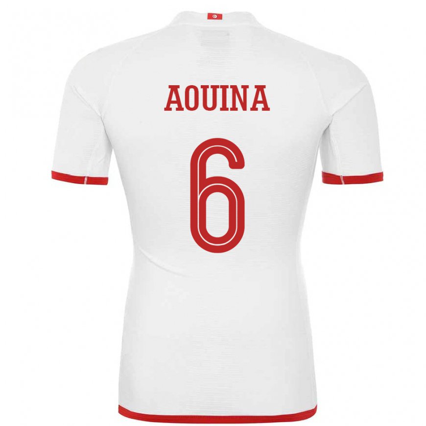 Kandiny Hombre Camiseta Túnez Rania Aouina #6 Blanco 2ª Equipación 22-24 La Camisa Chile