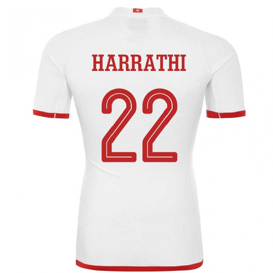 Kandiny Hombre Camiseta Túnez Najla Harrathi #22 Blanco 2ª Equipación 22-24 La Camisa Chile