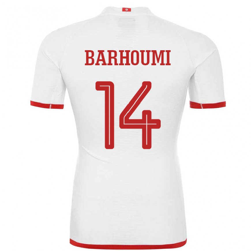 Kandiny Hombre Camiseta Túnez Salah Barhoumi #14 Blanco 2ª Equipación 22-24 La Camisa Chile