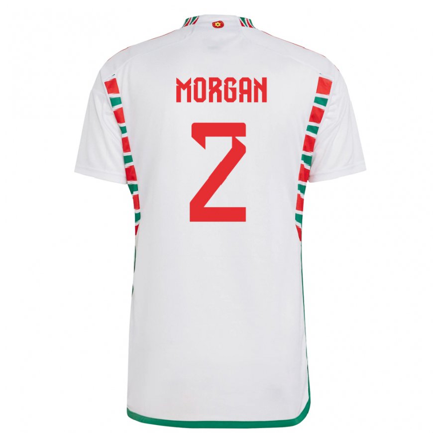 Kandiny Hombre Camiseta Gales Ffion Morgan #2 Blanco 2ª Equipación 22-24 La Camisa Chile