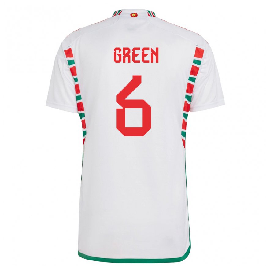 Kandiny Hombre Camiseta Gales Josephine Green #6 Blanco 2ª Equipación 22-24 La Camisa Chile