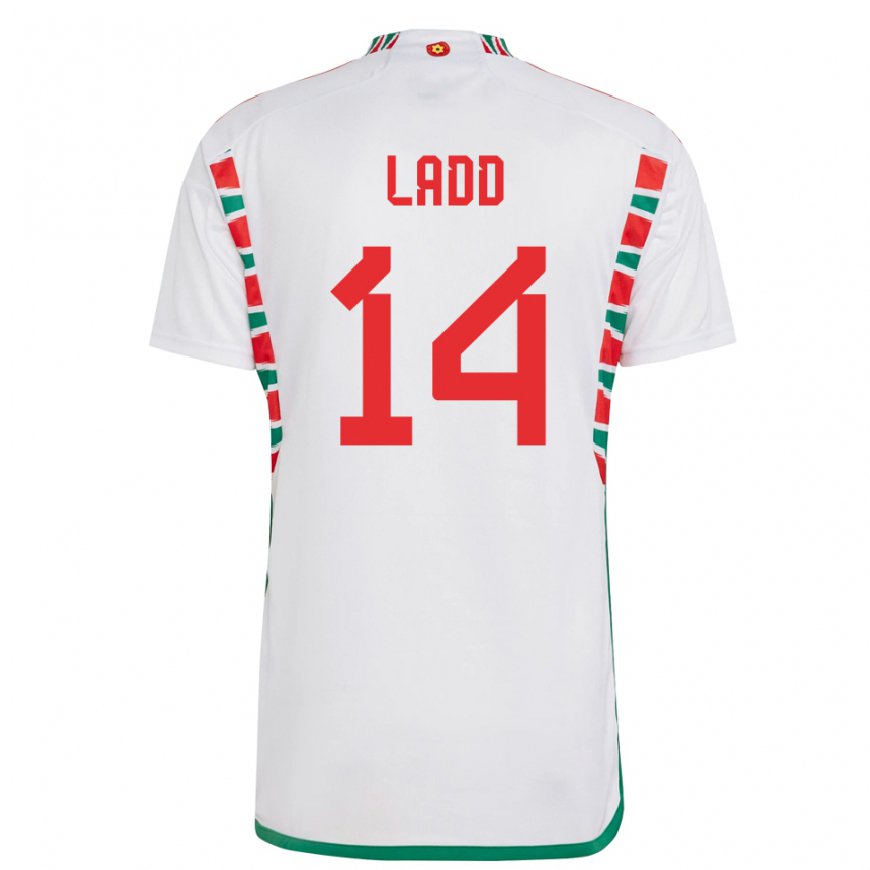 Kandiny Hombre Camiseta Gales Hayley Ladd #14 Blanco 2ª Equipación 22-24 La Camisa Chile