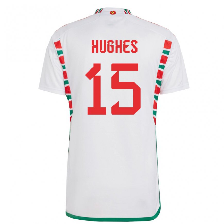Kandiny Hombre Camiseta Gales Elise Hughes #15 Blanco 2ª Equipación 22-24 La Camisa Chile