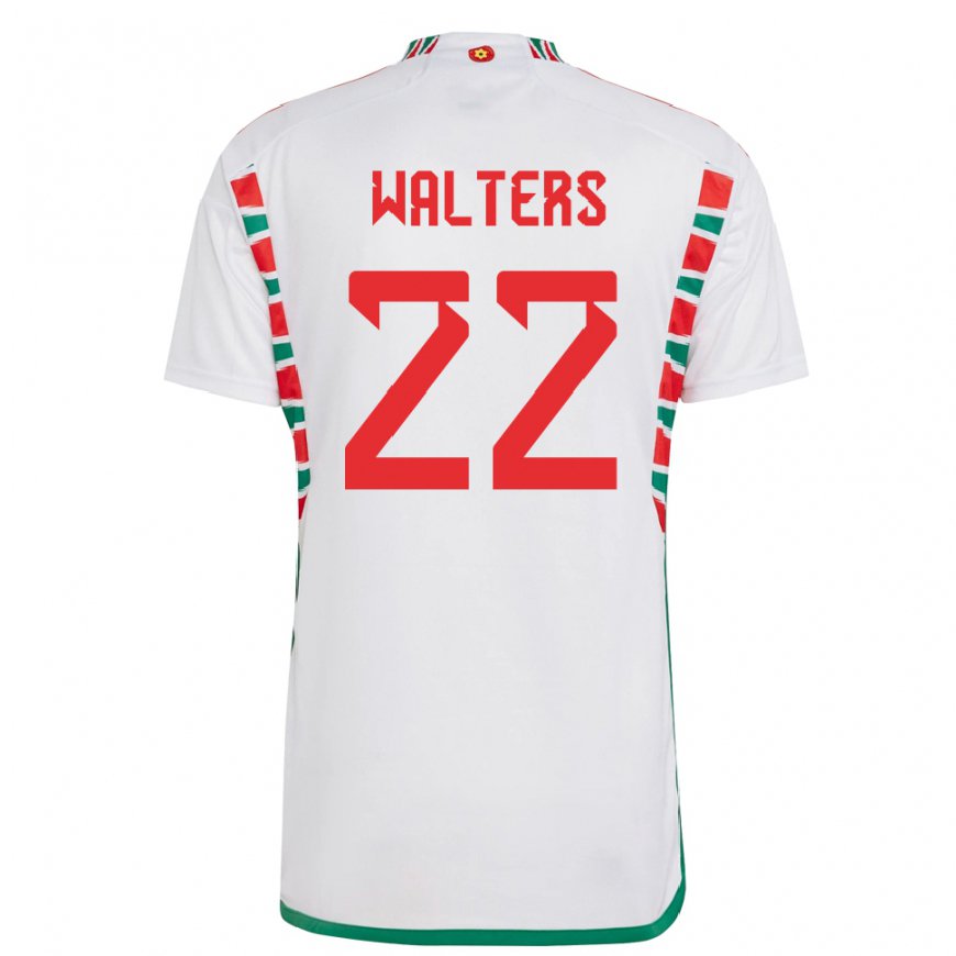 Kandiny Hombre Camiseta Gales Georgia Walters #22 Blanco 2ª Equipación 22-24 La Camisa Chile