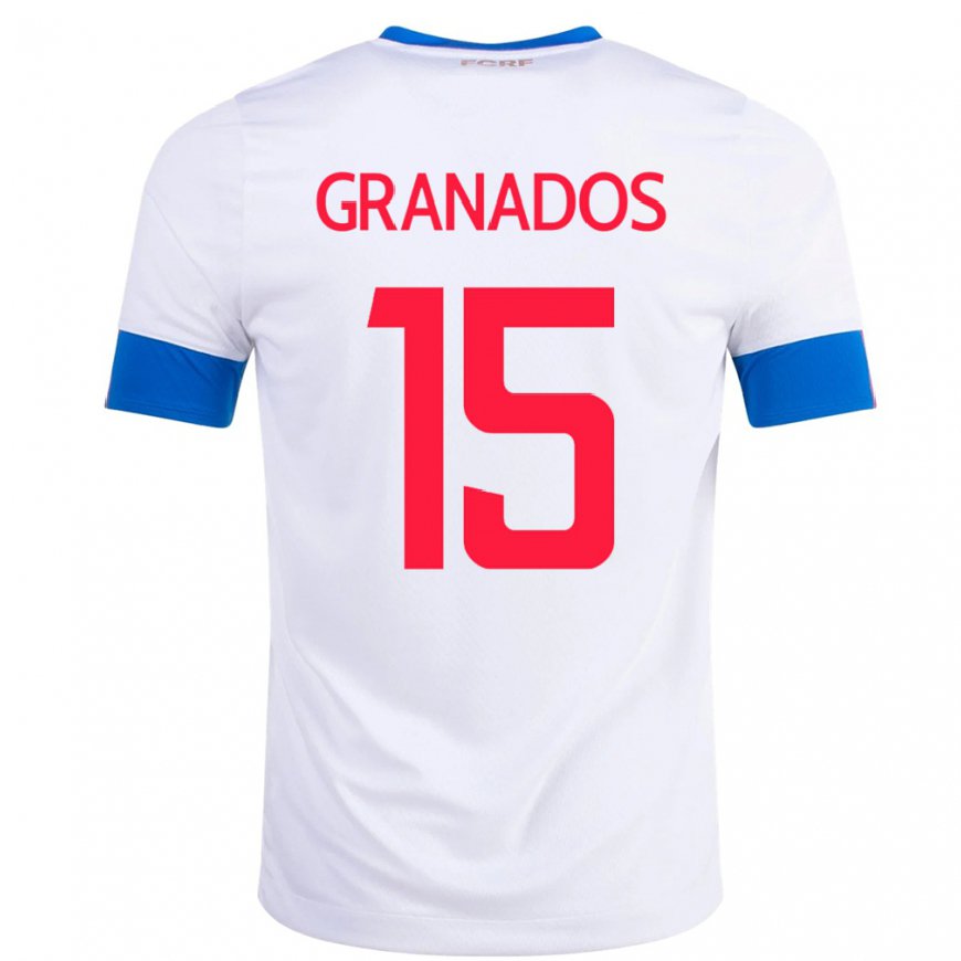 Kandiny Hombre Camiseta Costa Rica Cristin Granados #15 Blanco 2ª Equipación 22-24 La Camisa Chile