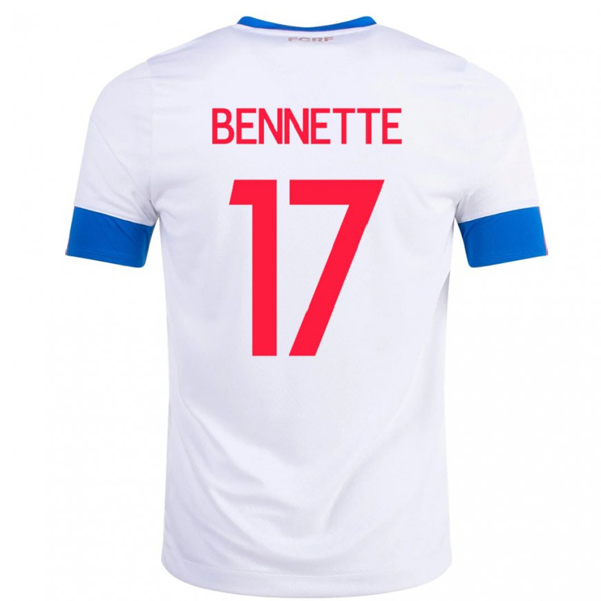 Kandiny Hombre Camiseta Costa Rica Jewison Bennette #17 Blanco 2ª Equipación 22-24 La Camisa Chile