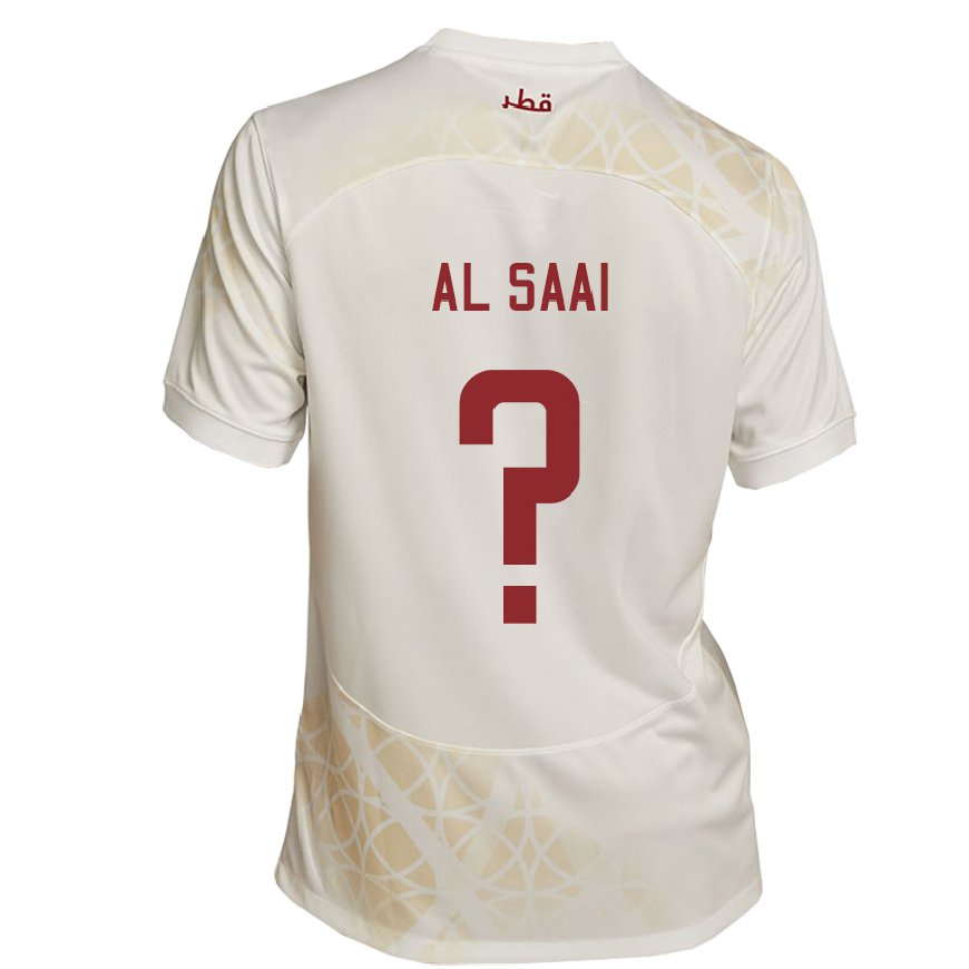 Kandiny Hombre Camiseta Catar Abdallah Al Saai #0 Beis Dorado 2ª Equipación 22-24 La Camisa Chile