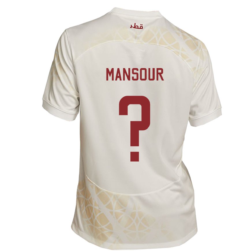 Kandiny Hombre Camiseta Catar Khaled Mansour #0 Beis Dorado 2ª Equipación 22-24 La Camisa Chile