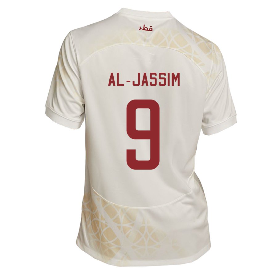 Kandiny Hombre Camiseta Catar Kholoud Al Jassim #9 Beis Dorado 2ª Equipación 22-24 La Camisa Chile