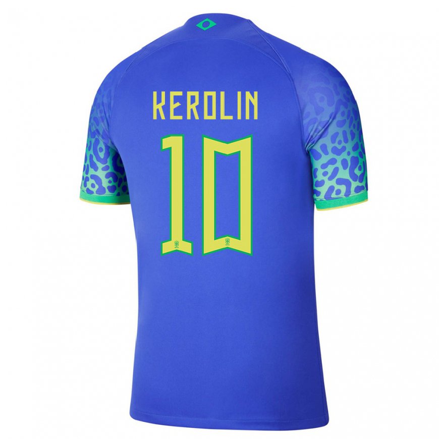 Kandiny Hombre Camiseta Brasil Kerolin Nicoli #10 Azul 2ª Equipación 22-24 La Camisa Chile