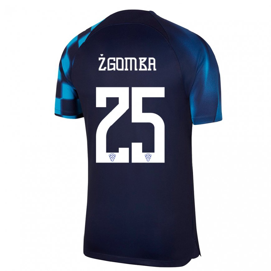 Kandiny Hombre Camiseta Croacia Marin Zgomba #25 Azul Oscuro 2ª Equipación 22-24 La Camisa Chile
