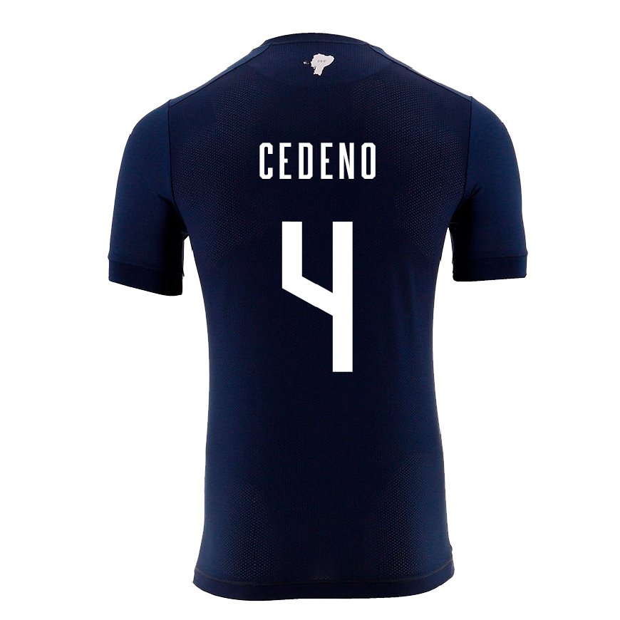 Kandiny Hombre Camiseta Ecuador Stefany Cedeno #4 Azul Marino 2ª Equipación 22-24 La Camisa Chile