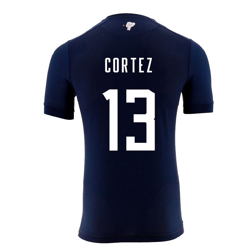 Kandiny Hombre Camiseta Ecuador Steven Cortez #13 Azul Marino 2ª Equipación 22-24 La Camisa Chile