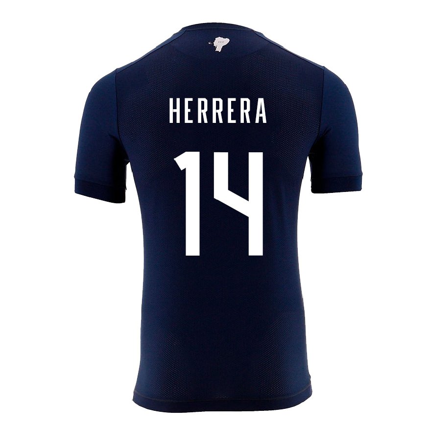 Kandiny Hombre Camiseta Ecuador Orlando Herrera #14 Azul Marino 2ª Equipación 22-24 La Camisa Chile