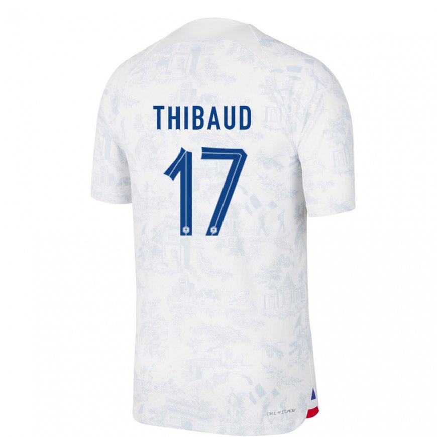 Kandiny Hombre Camiseta Francia Julie Thibaud #17 Blanco Azul 2ª Equipación 22-24 La Camisa Chile