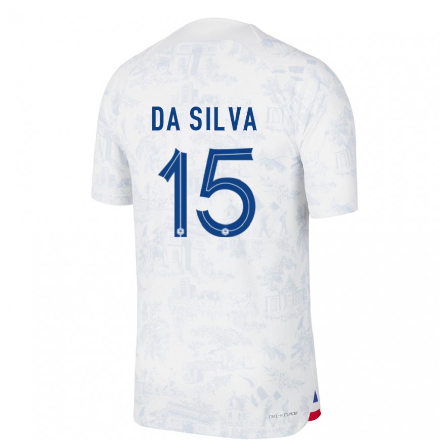 Kandiny Hombre Camiseta Francia Florent Da Silva #15 Blanco Azul 2ª Equipación 22-24 La Camisa Chile