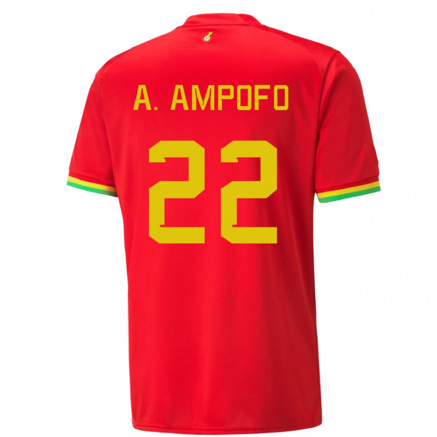 Kandiny Hombre Camiseta Ghana Eugene Amankwah Ampofo #22 Rojo 2ª Equipación 22-24 La Camisa Chile