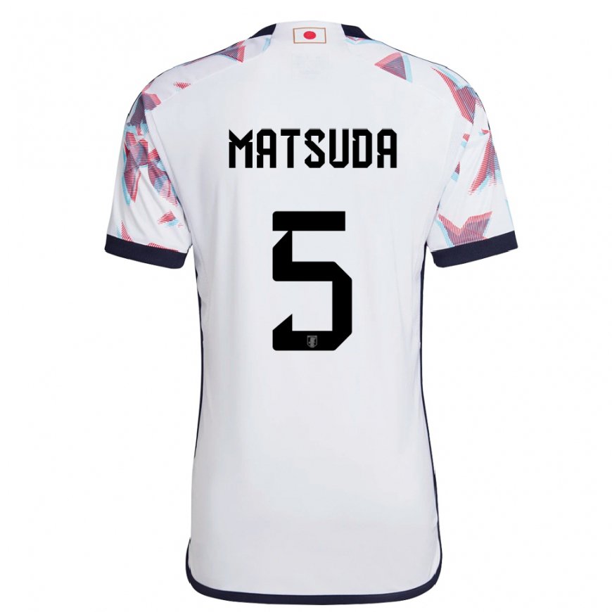 Kandiny Hombre Camiseta Japón Hayate Matsuda #5 Blanco 2ª Equipación 22-24 La Camisa Chile